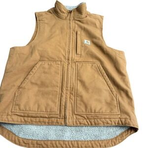 Carhartt Mens Loose Fit Sherpa-Lined Mock Neck Vest Brown 104277 Size M Regular